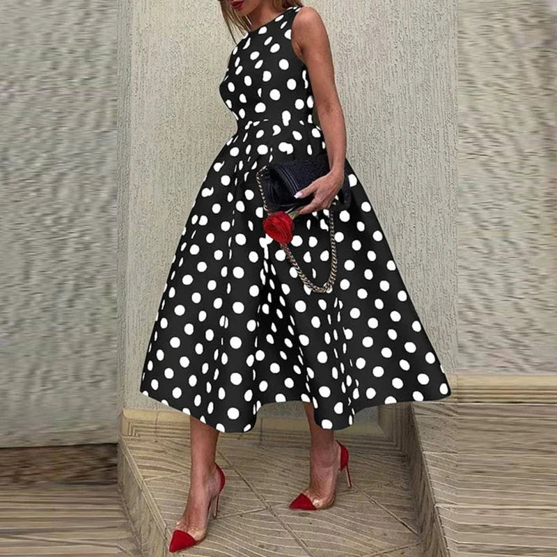 Polka Dot A-Line Mini Dress – Sleeveless Summer Casual