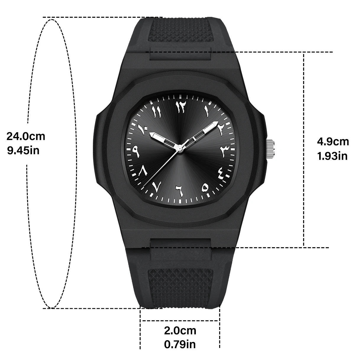 Men's Arabic Numeral Quartz Watch 30-Meter Water Resistance Casual Sports Silicone Wristband Watch Clock Nautilus Design Watch