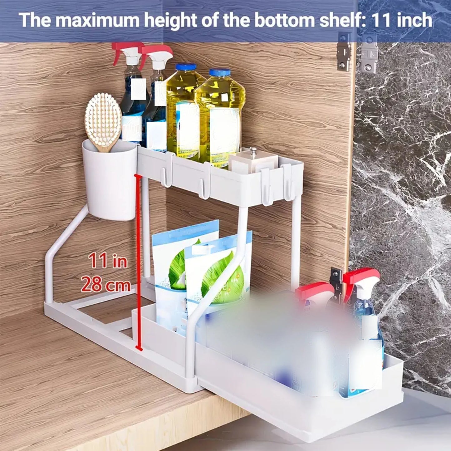 2-Tier Pull-Out Under Sink Organizer for Kitchen & Bathroom