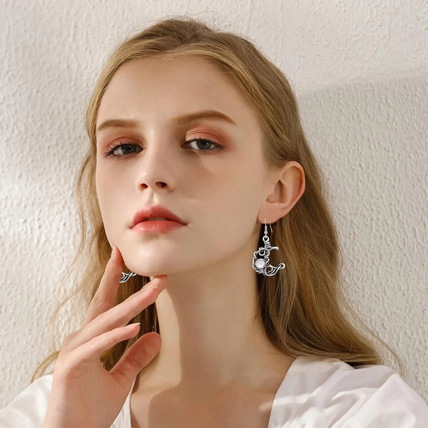 Boho Sun & Moon Drop Earrings – Vintage Crystal Jewelry for Women
