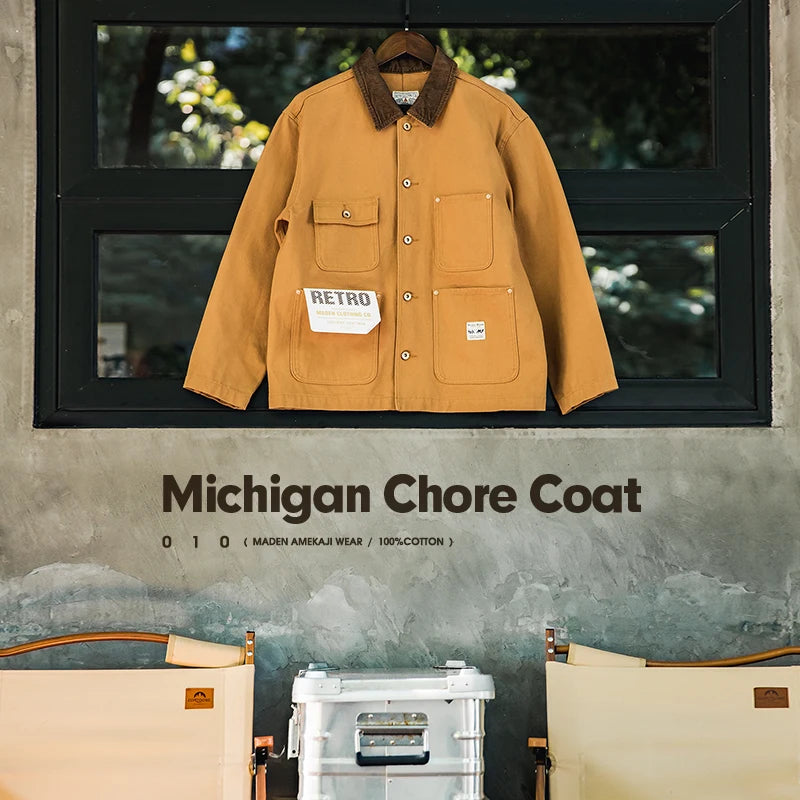 Vintage Michigan Heavyweight Canvas Chore Jacket – Men’s Spring Coat