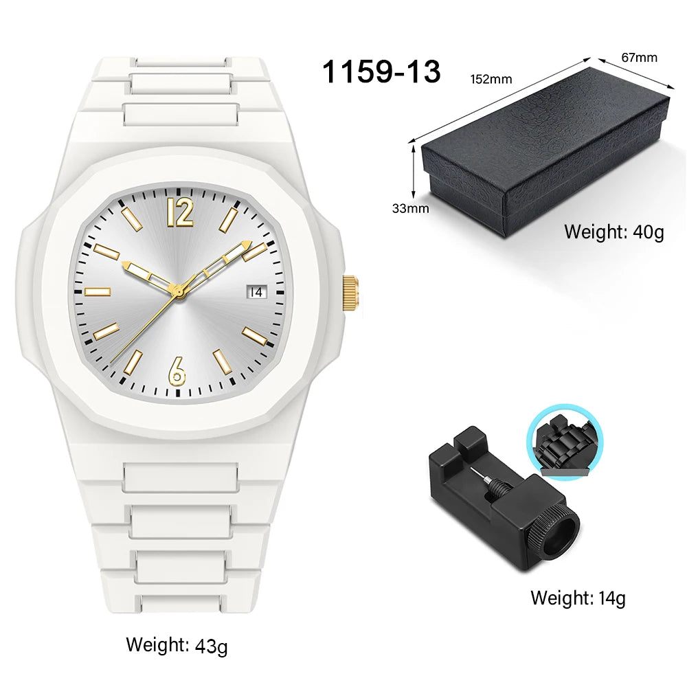 Men's Arabic Numeral Quartz Watch 30-Meter Water Resistance Casual Sports Silicone Wristband Watch Clock Nautilus Design Watch