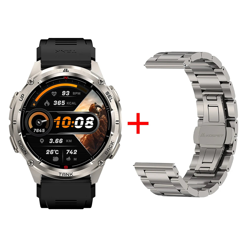 KOSPET TANK T3 Ultra 2 GPS Smart Watch For Men Smartwatch Compass Altimeter Barometric 5ATM IP69K Waterproof AMOLED Mens Watches