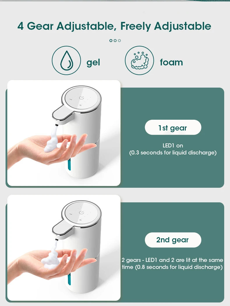 Automatic Soap Dispenser Touchless Foaming Soap Dispenser 380ml USB Rechargeable Electric 4 Level Adjustable Foam Soap Dispenser