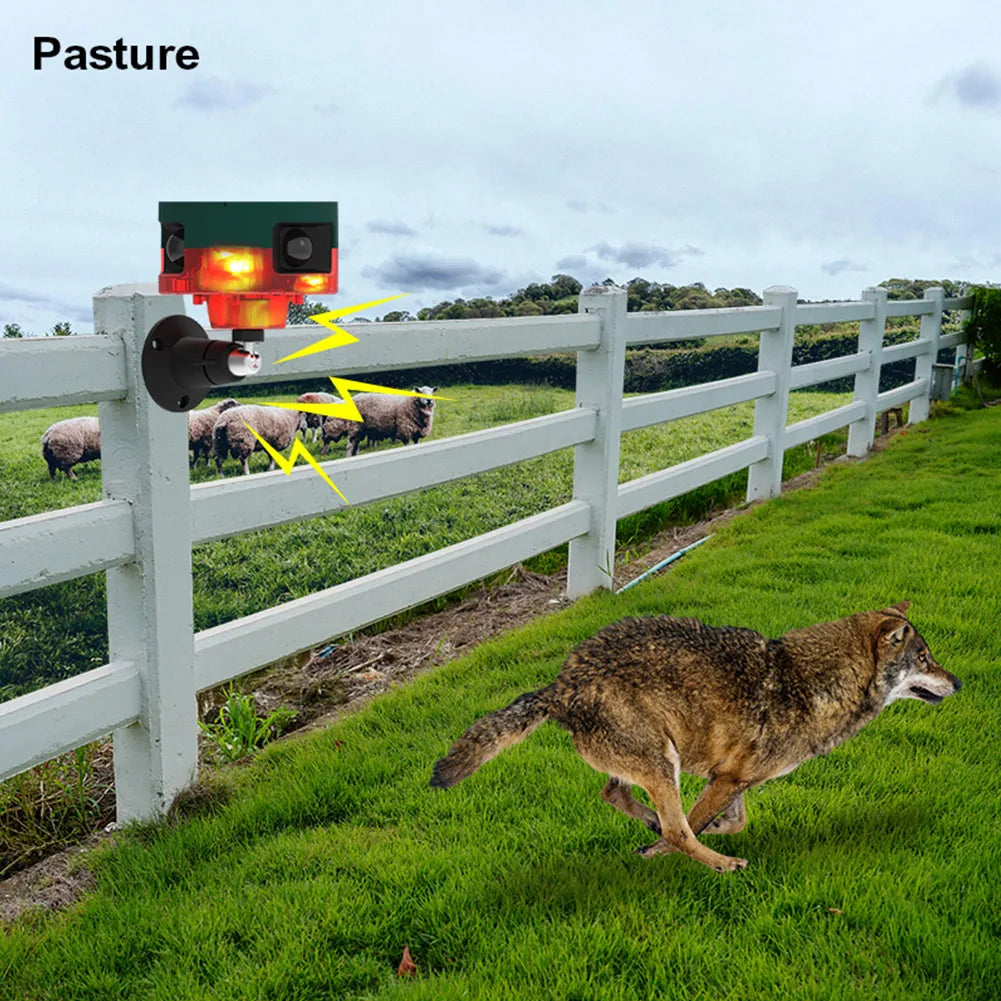 Solar Pigeon Bird Repellent with Flashing Light 1200mAh Beast Repeller 360-degree Induction Alarm IP55 for Wild Boar Rabbit Deer