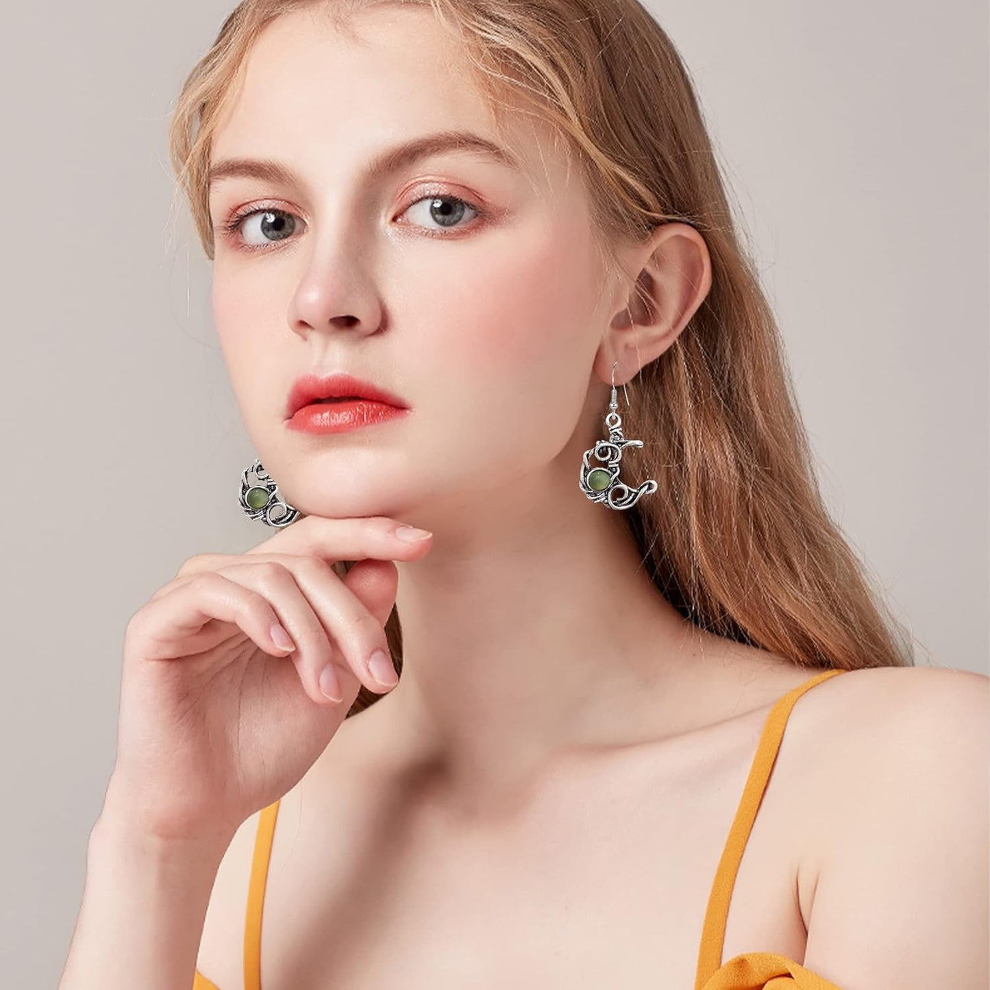 Boho Sun & Moon Drop Earrings – Vintage Crystal Jewelry for Women