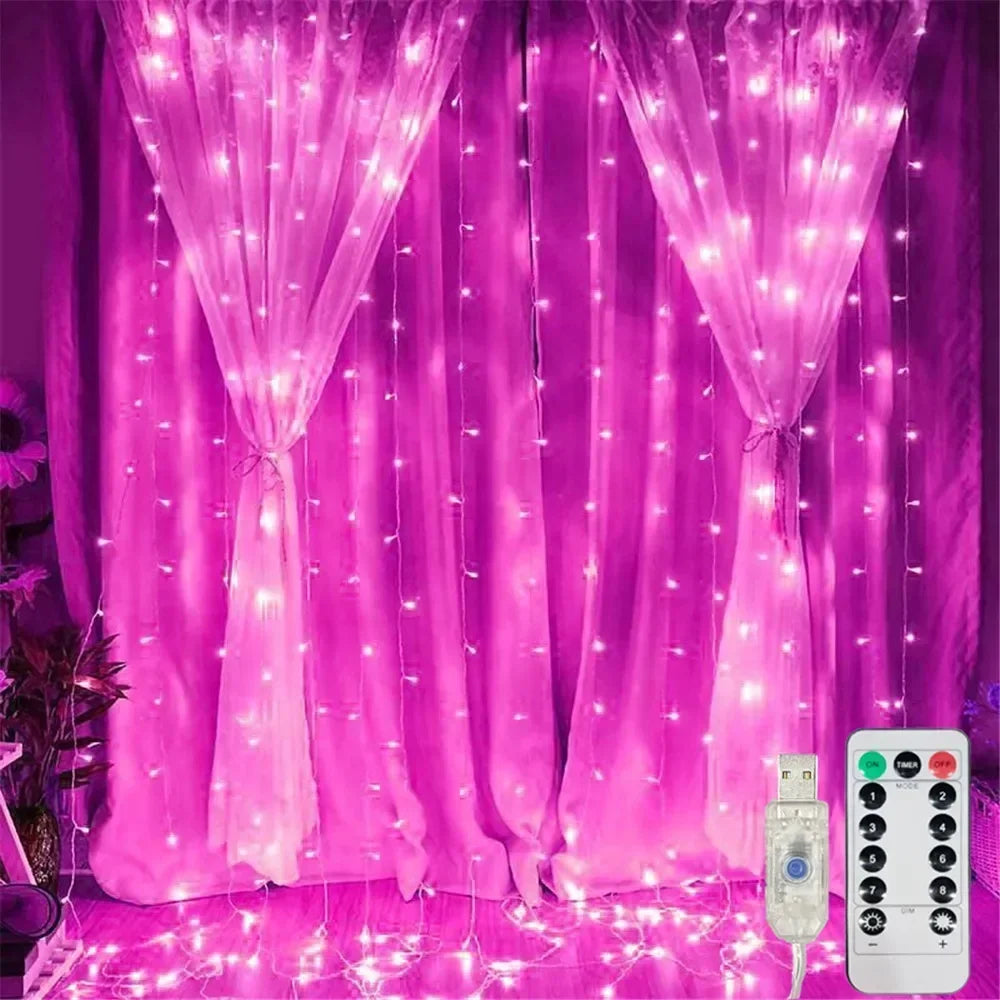 3M/6M LED Curtain Garland Fairy Lights with 8 Modes for New Year 2026 Navidad 2025 Christmas Tree Party Wedding Decoration