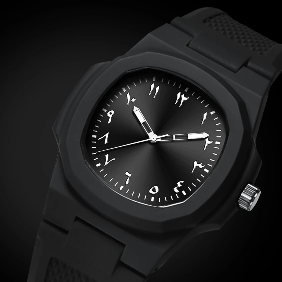 Men's Arabic Numeral Quartz Watch 30-Meter Water Resistance Casual Sports Silicone Wristband Watch Clock Nautilus Design Watch
