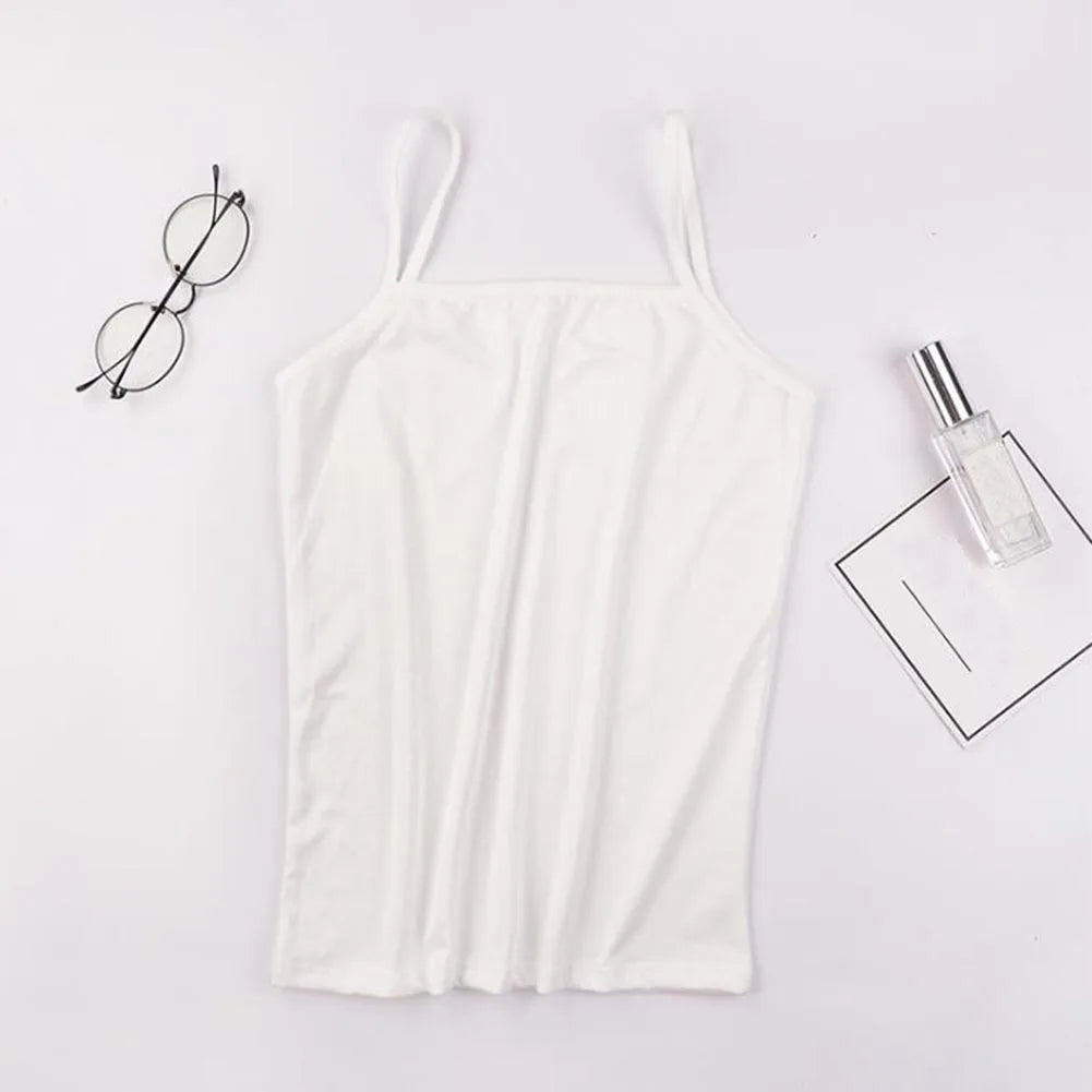 Sexy Sling Camisoles Women Crop Tops Solid Color Sleeveless T-shirt Base Tee Tops Skinny Vest Female Slimming Tanks Underwear