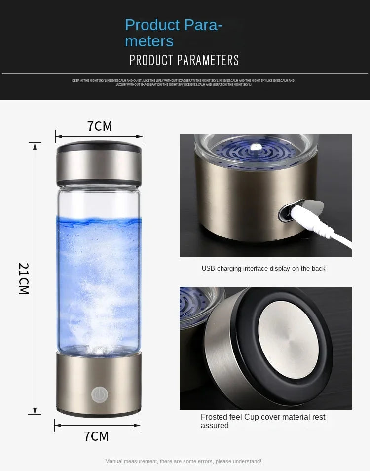 420ML Water Filter Hydrogen Ionized Water Bottle Hydrogen Generator Bottle Portable Water Ionizer Health Cup Home Appliance