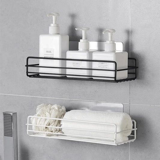 Rustproof Adhesive Shower Caddy with Hooks – No-Drill Bathroom Organizer