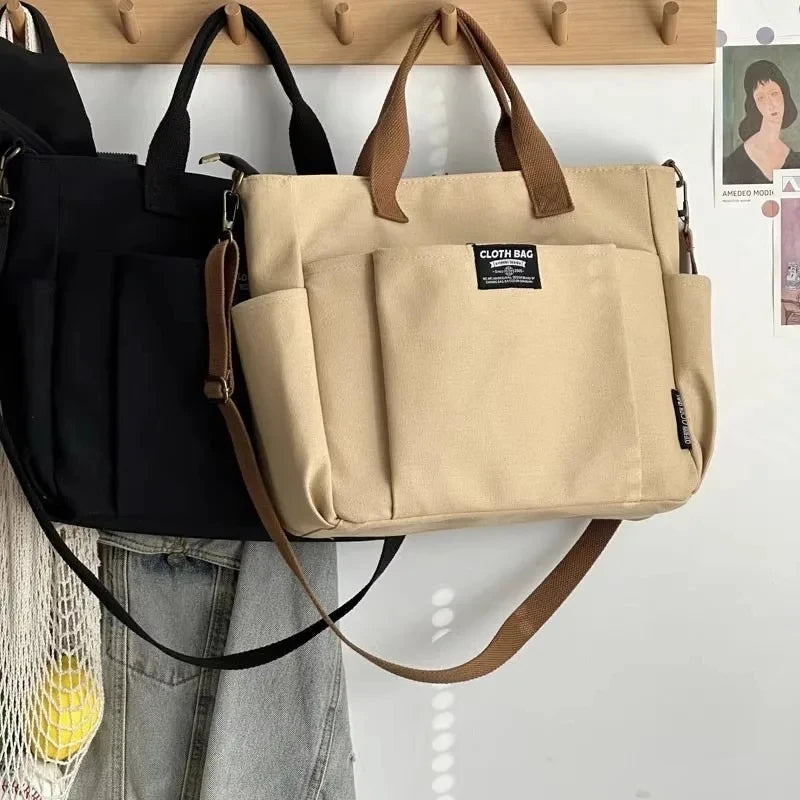 Canvas Laptop Tote Bag – Large Capacity Crossbody for Women & Students
