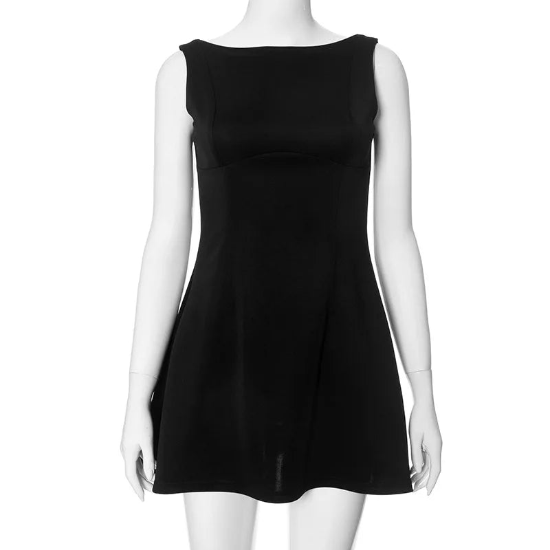 Y2K White Mini Dress β Sleeveless Flowy Open Back Summer Look