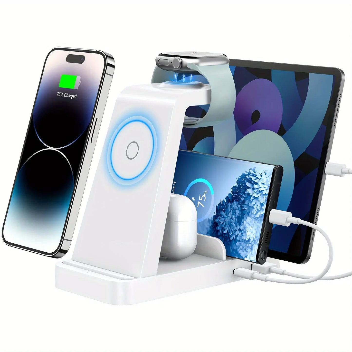 5-in-1 Fast Wireless Charging Station for Multiple Devices for iPhone 15 14 13 12 Pro Max Apple Watch Airpods