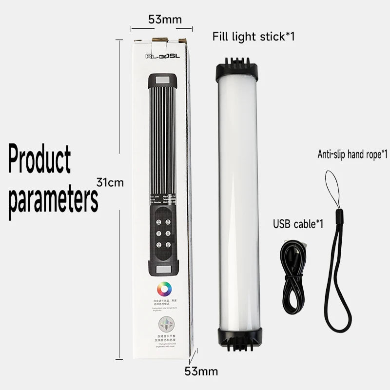 RGB Led Video Light Stick Wand Portable Studio Photography Lighting for YouTube Painting Vlog Live Streaming Self Broadcasting