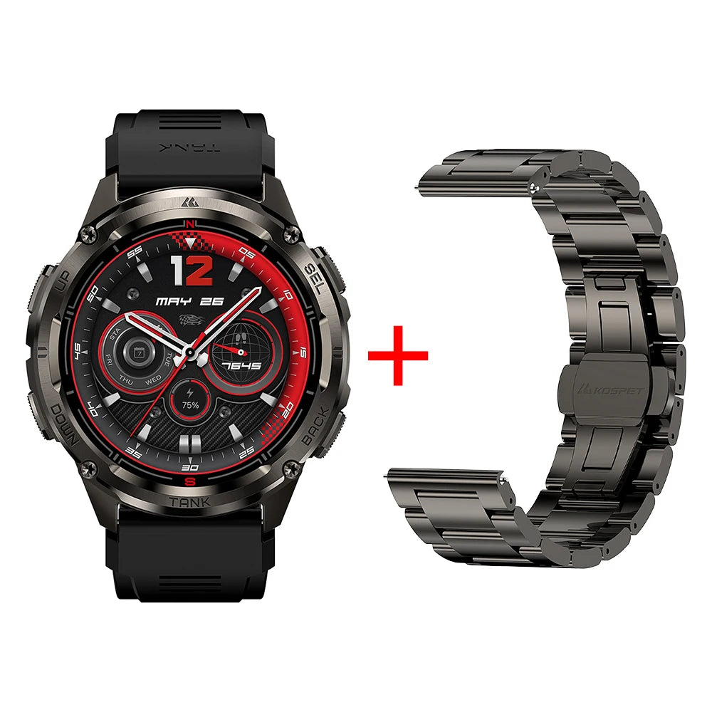 KOSPET TANK T3 Ultra 2 GPS Smart Watch For Men Smartwatch Compass Altimeter Barometric 5ATM IP69K Waterproof AMOLED Mens Watches