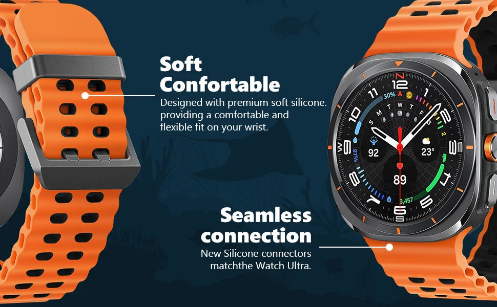 Marine Band For Samsung Galaxy Watch ultra Strap 47mm Accessories Two color Sport silicone Bracelet Galaxy Watch 7 ultra Straps