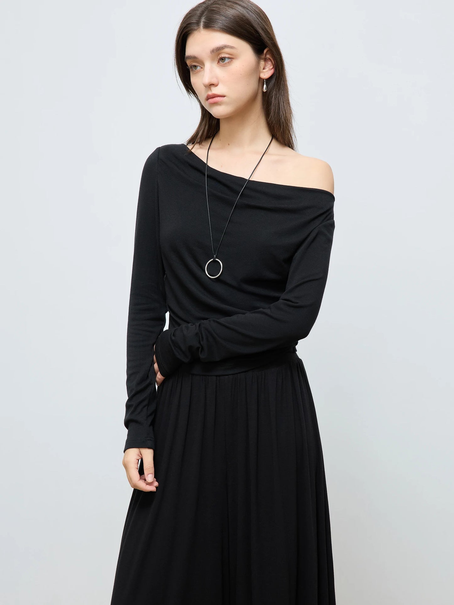 Women's Slim Fit Wool Blend Long Sleeve Top – Spring Office Style