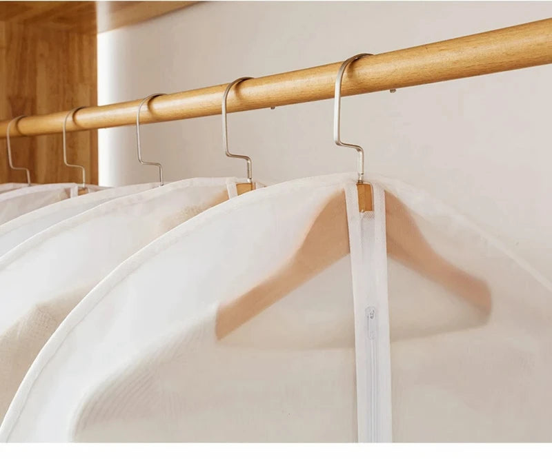 5pcs Durable Polyester Garment Dust Cover with Zipper Closure Long Hanging Clothes Bag for Coats Jackets & Wardrobe Organization