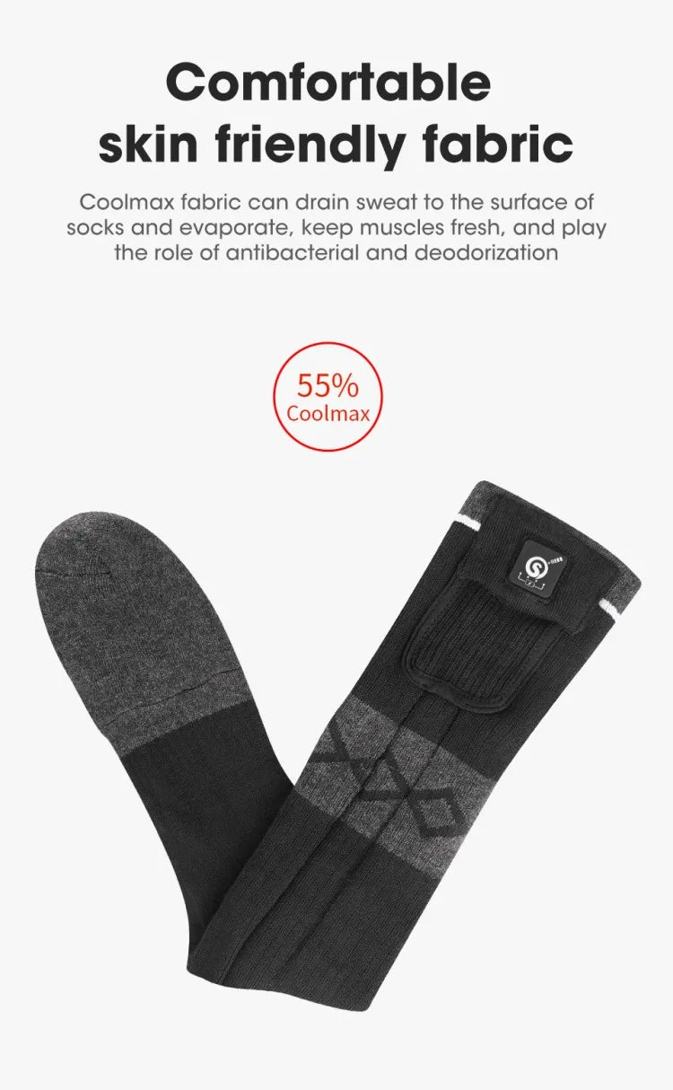 SNOW DEER Rechargeable Electric Skiing Heated Socks Winter Warm Thermal Cycling Sock Stocking Men Women For Motorcycle Cycling
