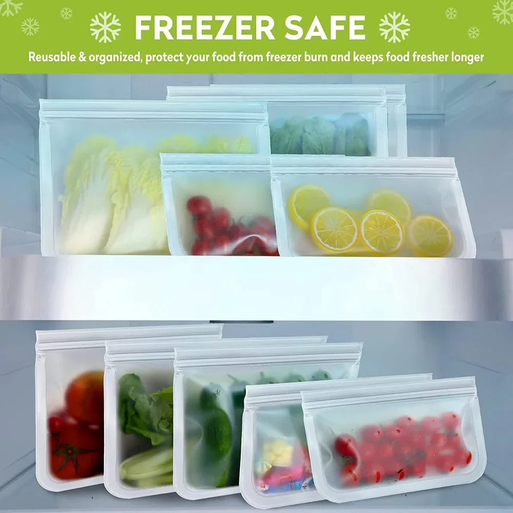 10-Pack Reusable Leakproof Food Storage Bags – BPA-Free & Freezer Safe