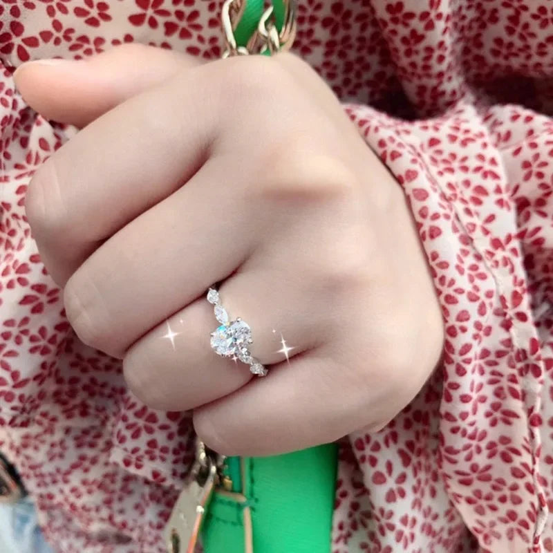 Fine jewelry 925 sterling silver zircon ring suitable for women engagement jewelry gift