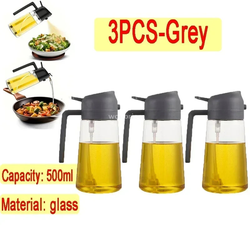2-in-1 Glass Oil Dispenser & Sprayer | Leakproof, Non-Slip Kitchen Mister