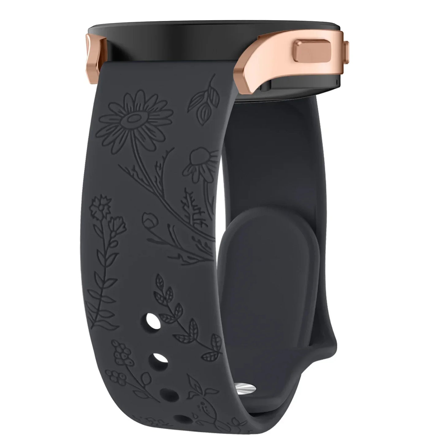 20mm Floral Engraved Band for For Samsung Galaxy Watch 6/5/4/Active 2/5 Pro 45mm 40mm 44mm/Watch 6 4 Classic/Watch 3 41mm Strap
