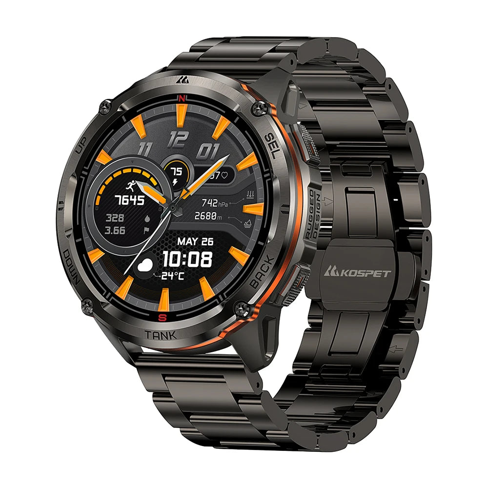 KOSPET TANK T3 Ultra 2 GPS Smart Watch For Men Smartwatch Compass Altimeter Barometric 5ATM IP69K Waterproof AMOLED Mens Watches