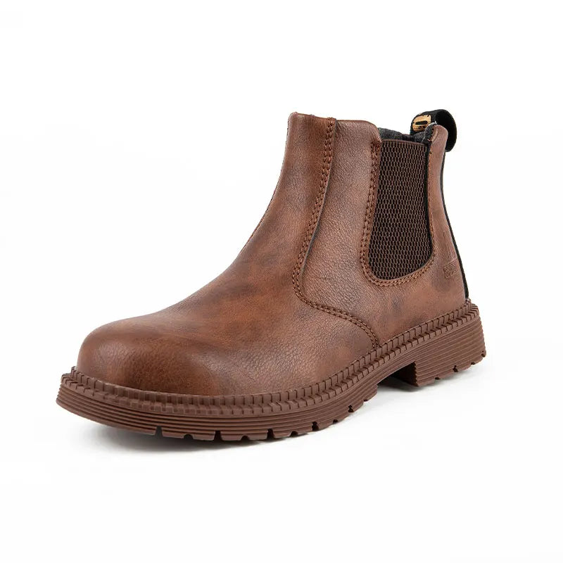 Water Proof Safety Work Shoes For Men Steel Head Leather Boots Male Footwear Indestructible Construction Work Shoes Brown