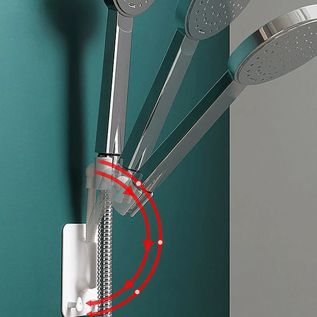 Adjustable Shower Head Holder with Hooks – No-Drill Wall Mount
