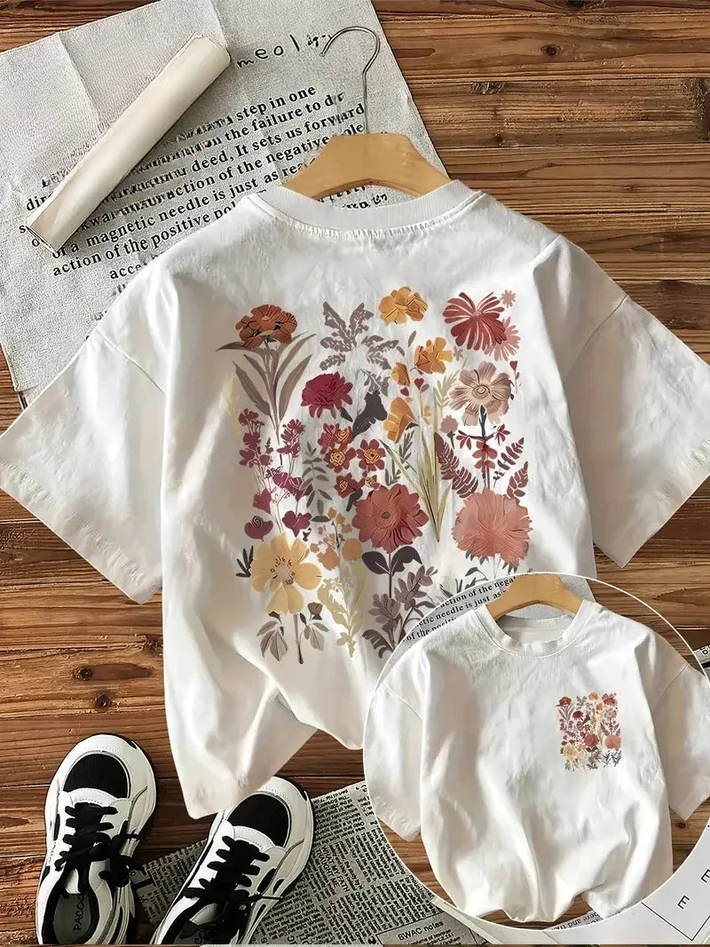 Y2K Flower Print Women’s Graphic Tee – Casual Summer Shirt