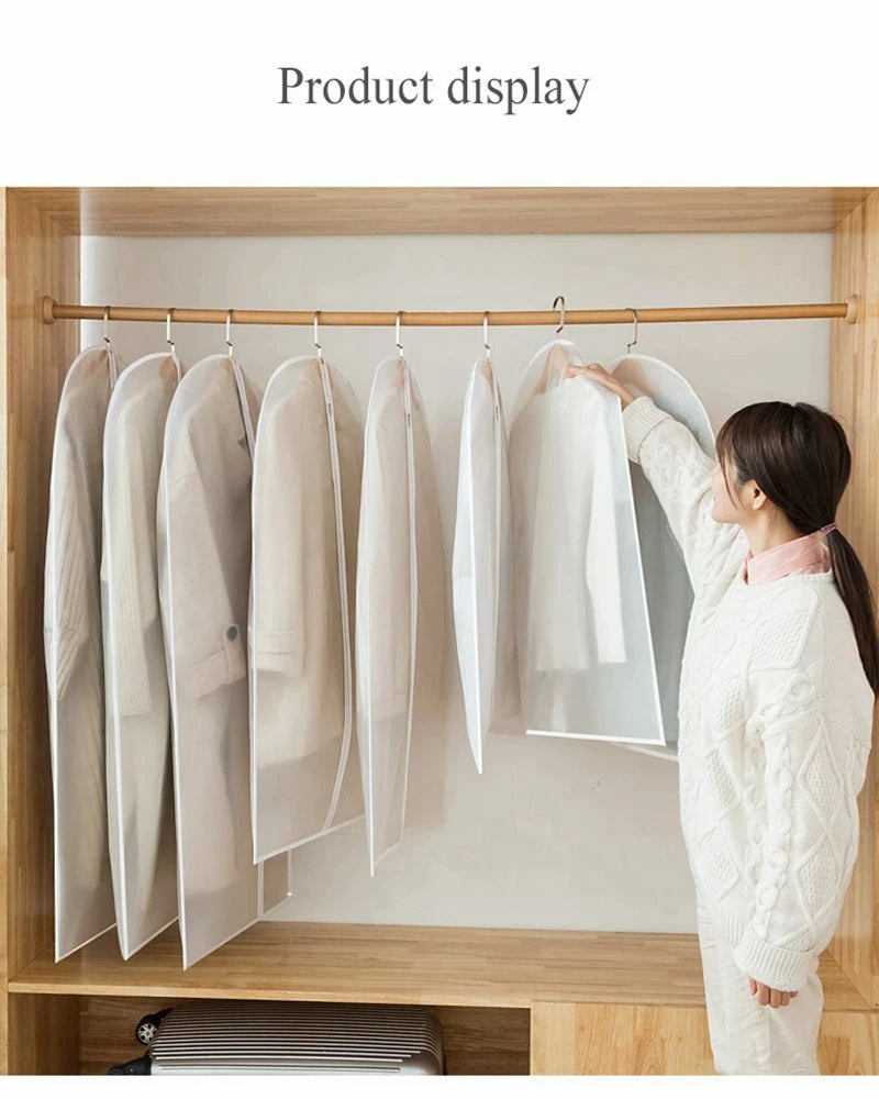 5pcs Durable Polyester Garment Dust Cover with Zipper Closure Long Hanging Clothes Bag for Coats Jackets & Wardrobe Organization