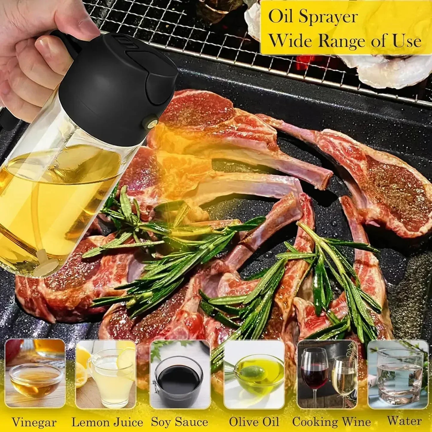2-in-1 Glass Oil Dispenser & Sprayer | Leakproof, Non-Slip Kitchen Mister