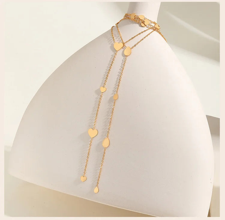 Gold Heart Lariat Y Necklace – Dainty Layered Jewelry