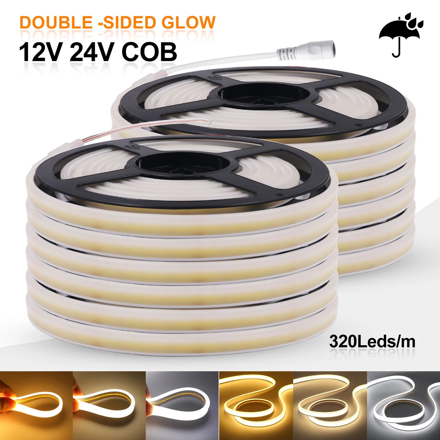 COB LED Strip Light – Dual Glow, Waterproof & Flexible (12V/24V)