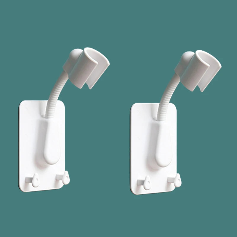 Adjustable Shower Head Holder with Hooks – No-Drill Wall Mount