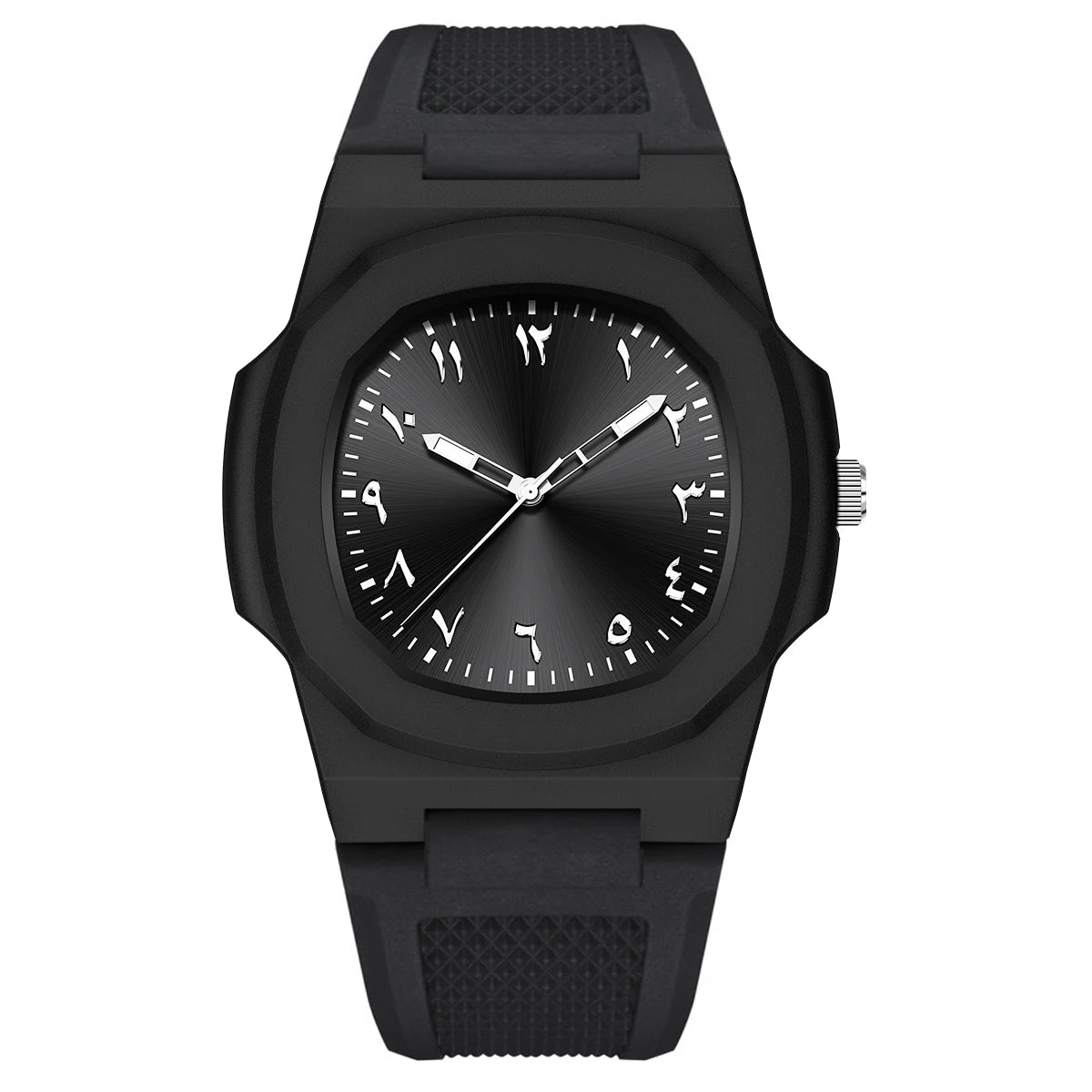 Men's Arabic Numeral Quartz Watch 30-Meter Water Resistance Casual Sports Silicone Wristband Watch Clock Nautilus Design Watch
