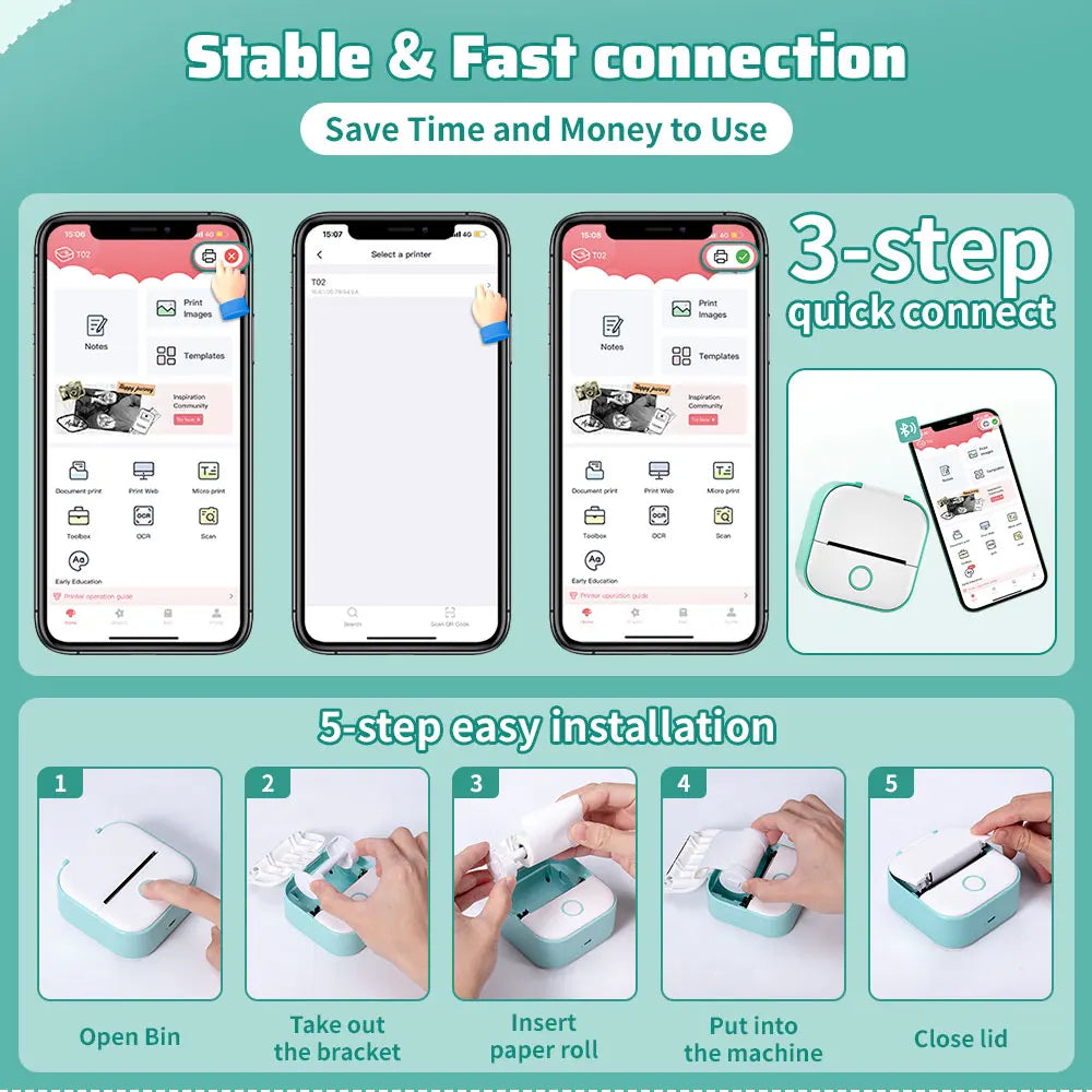 Phomemo T02 Mini Pocket Printer – Bluetooth Thermal Label Maker