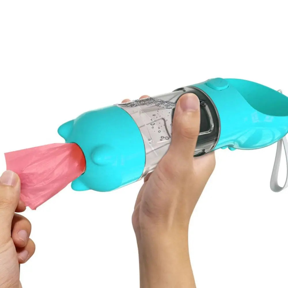 300/500ml Pet Water Food Dispenser 3 in 1 with Trash Bag Box and Shovel Pet Dog Water Bottle Leak Proof Dog Food Feeder Cat