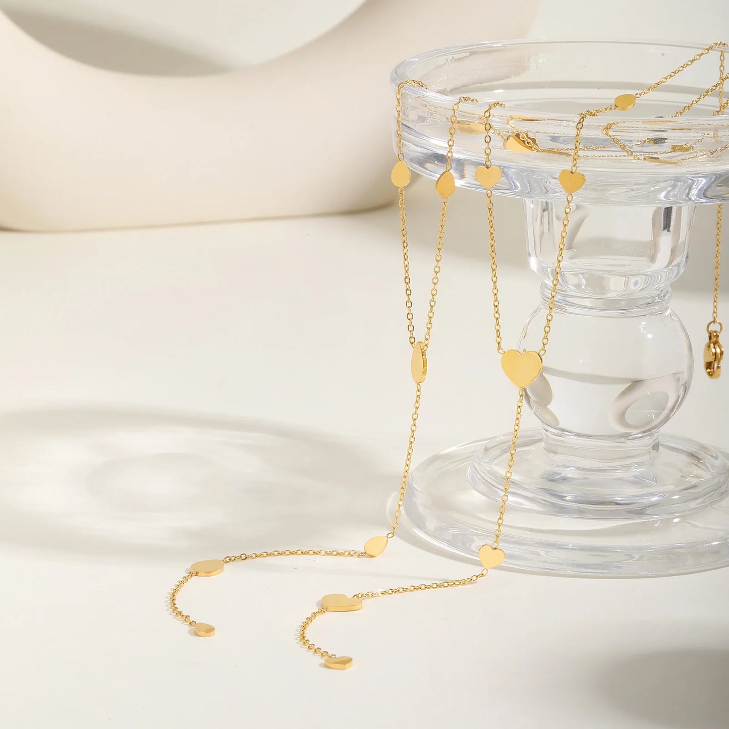 Gold Heart Lariat Y Necklace – Dainty Layered Jewelry