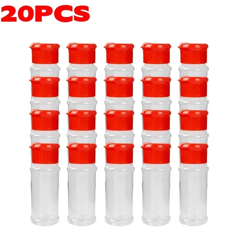 Compact Plastic Spice Shaker Bottles – Portable 100ml Seasoning Jars for Kitchen & BBQ