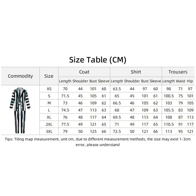 Underworld Master cosplay costume Beetle Juice Michael Keaton green black and white striped cosplay performance costume hot