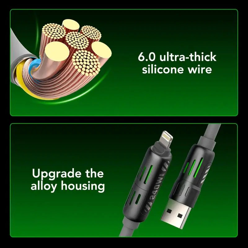 4-in-1 Fast Charging Cable 240W – USB-C, Lightning, USB-A