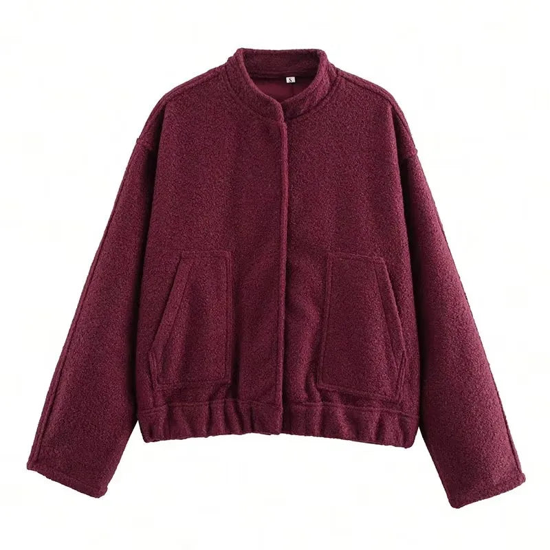 Women's Winter Casual Pocket Jacket – Solid Color, Cozy & Stylish | TRAFZA