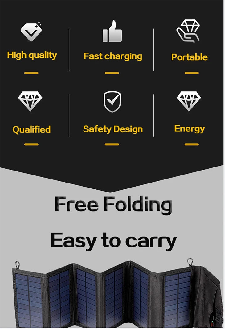 800W Foldable Solar Panel Charger – 20W USB/DC Output for Camping & Emergency Power