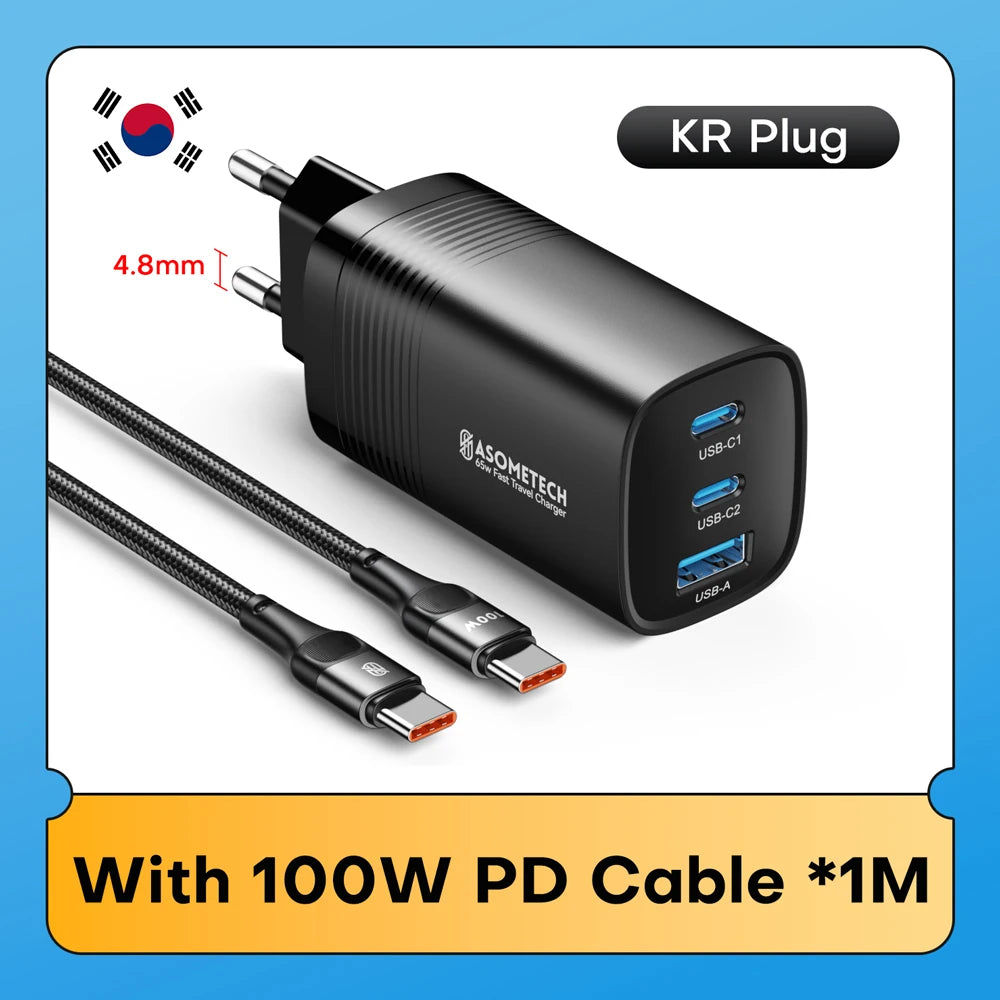 65W GaN USB Type C Fast Charger For Laptop PPS 45W PD QC 3.0 Quick Charge For iPhone 14 13 Samsung Xiaomi Realme Phone Charger