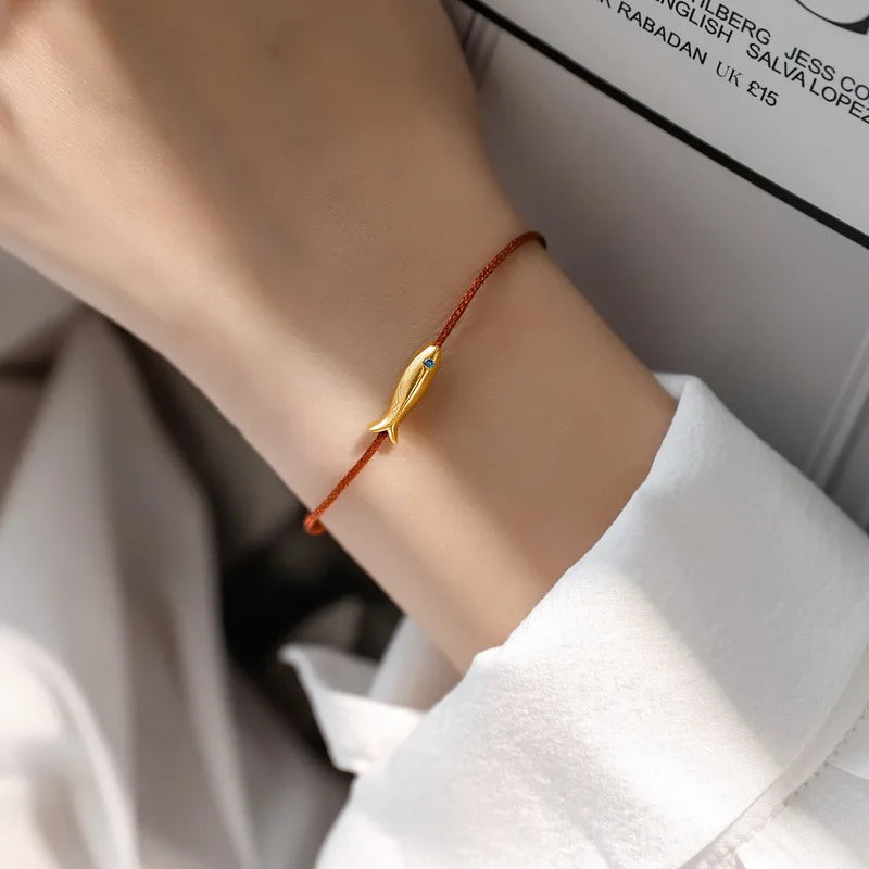 VENTFILLE 925 Sterling Silver Koi Fish Anklet Rope for Women Girl Cute Fashion Summer Jewelry Dropshipping Wholesale