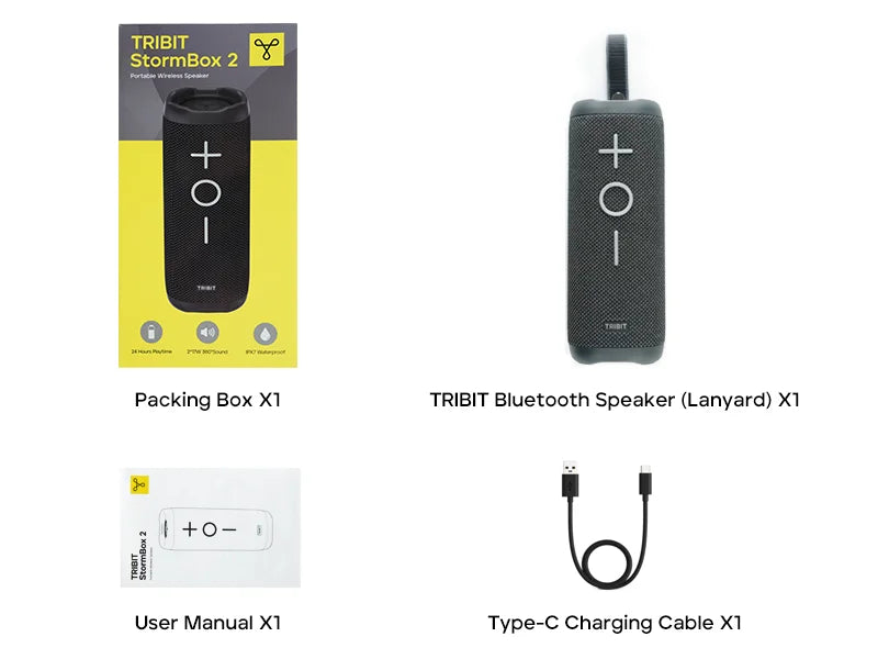 TRIBIT StormBox 2 Portable Bluetooth Speaker, 34W Power, IPX7 Waterproof Wireless Speaker 24-hrs Playtime For Camping, Hiking