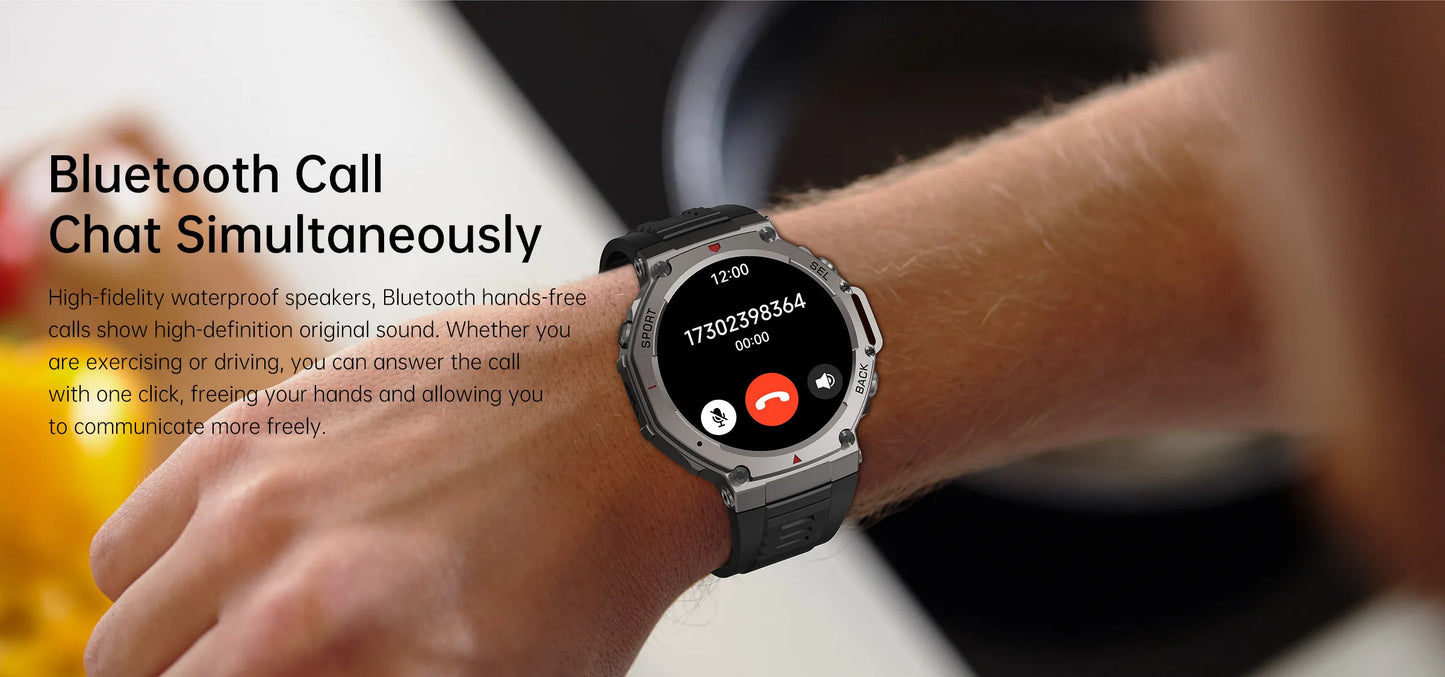 T-Rex 3 GPS Smart Watch 10ATM IP69K Waterproof Clock Compass Altimeter Call Military Sports Smartwatch Men For HUAWEI Bracelet